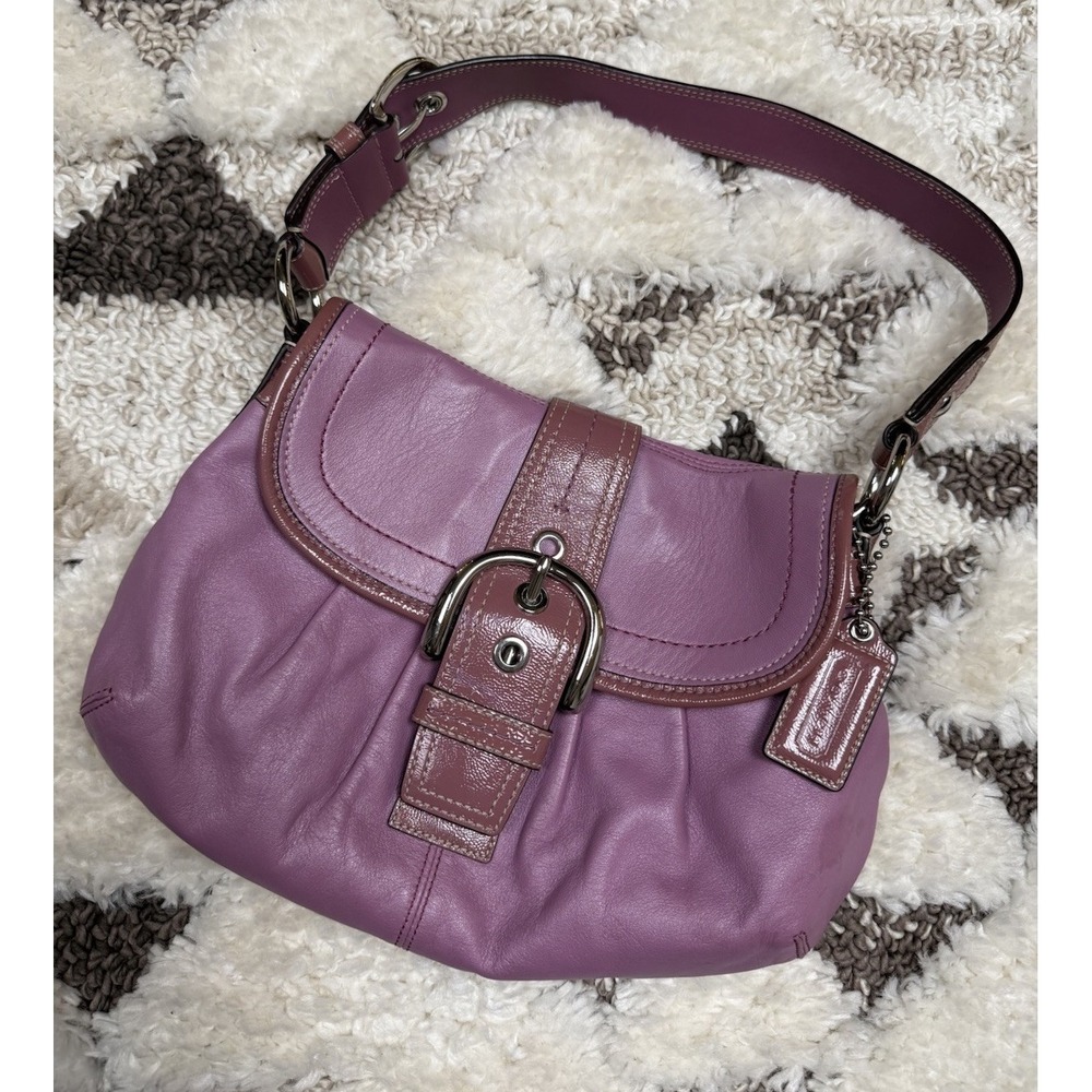 Y2K VTG Rare Coach Flap Soho Big Buckle Shoulder Bag Pink‎ Purple Purse F15204